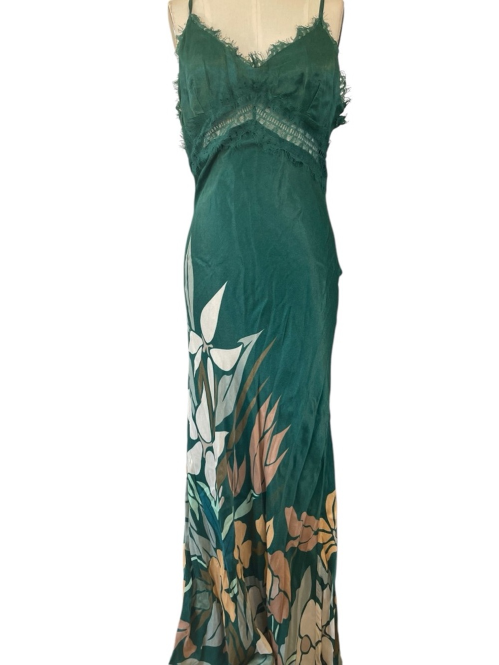❤️ NWT! Anthropologie x Bl^nk Eustella Bare Green Maxi Satin Slip Dress XL - Picture 13 of 15
